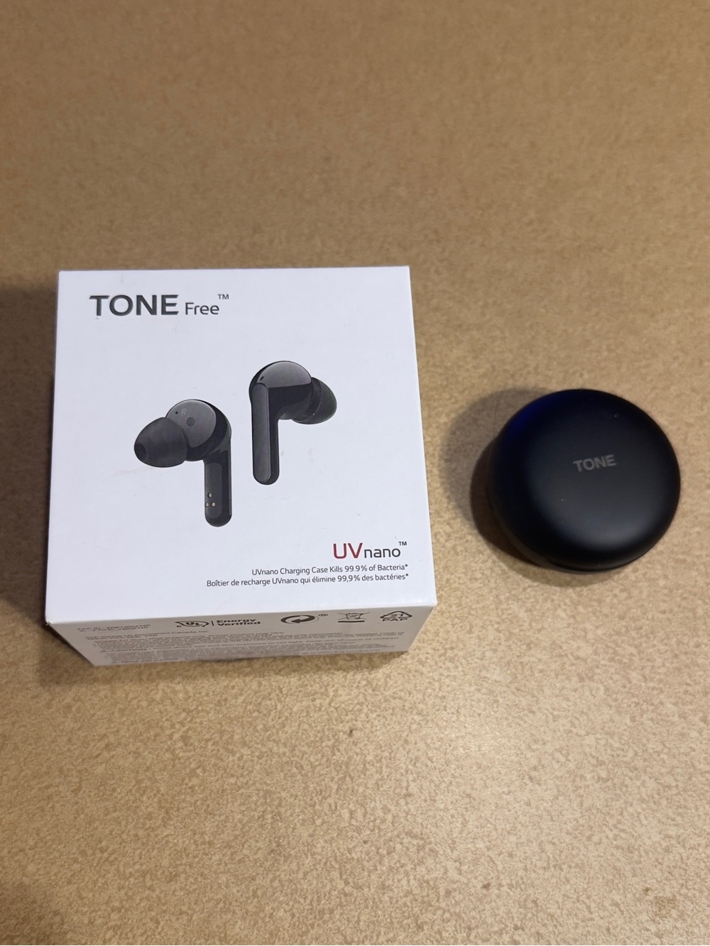 LG Tone Free Earbuds with UV cleaning case, Meridian and wireless charging.